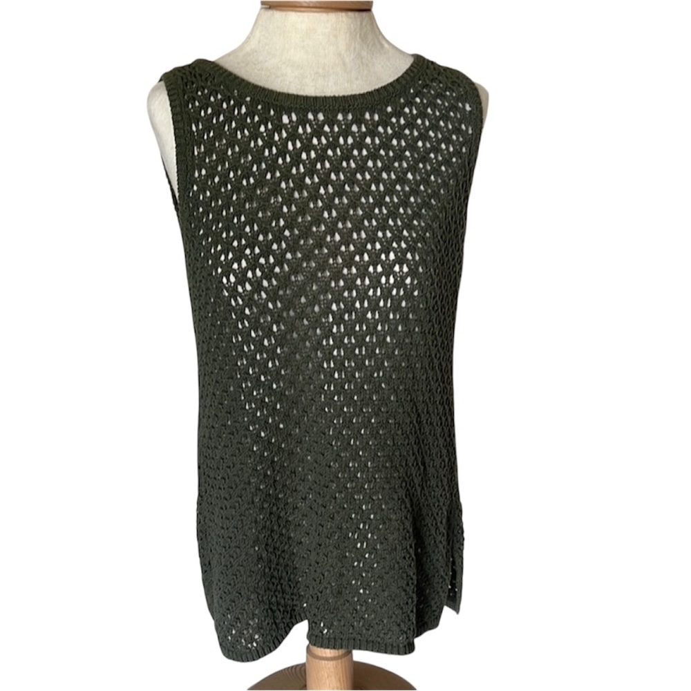 White House Black Market Green Crochet Tank Top Women’s Size Medium